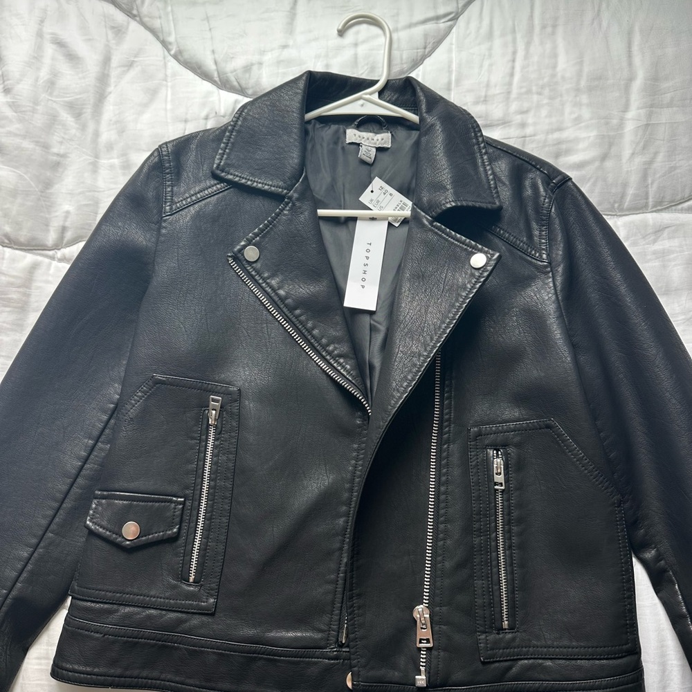 Topshop Classic Black Leather Jacket